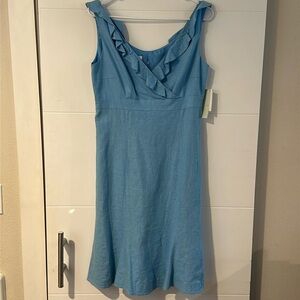 LONDON TIMES Linen Blend Fully Lined Hidden Zipper Sleeveless Dress NWT
